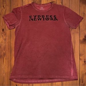 Express New York Vintage Red Died Shirt Lion Logo Buckle American Eagle